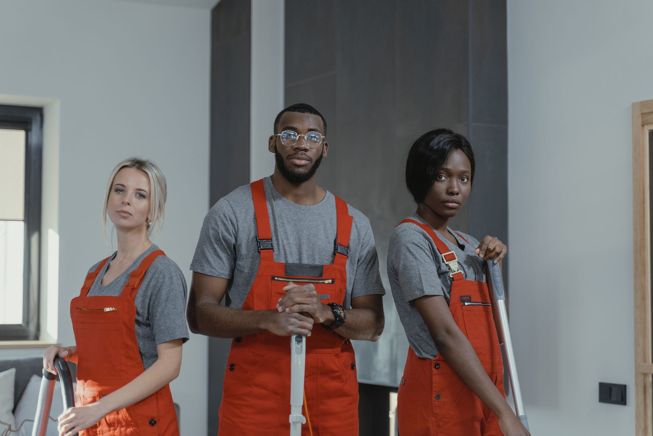 Landmark professional cleaning crew in uniform